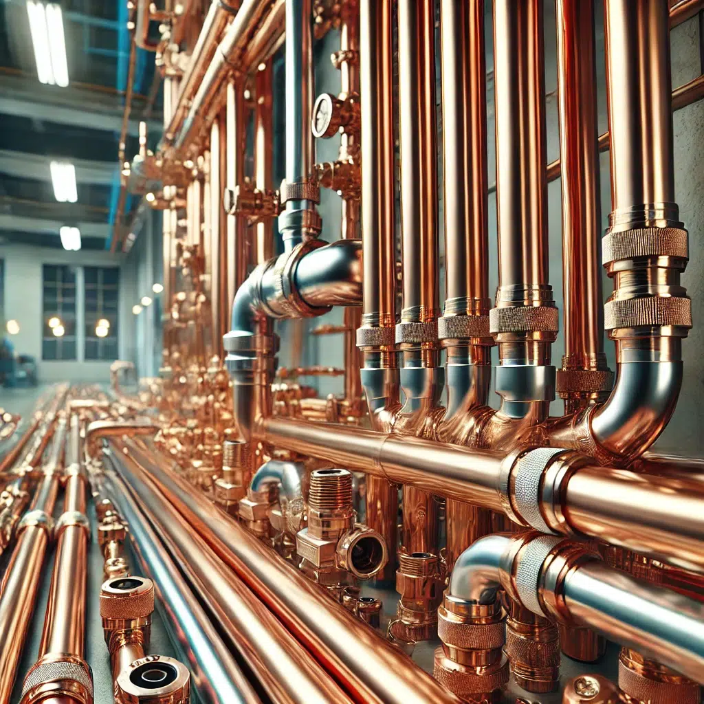 בתמונה רואים צנרת נחושת שמיועדת לקירור וחימום מים