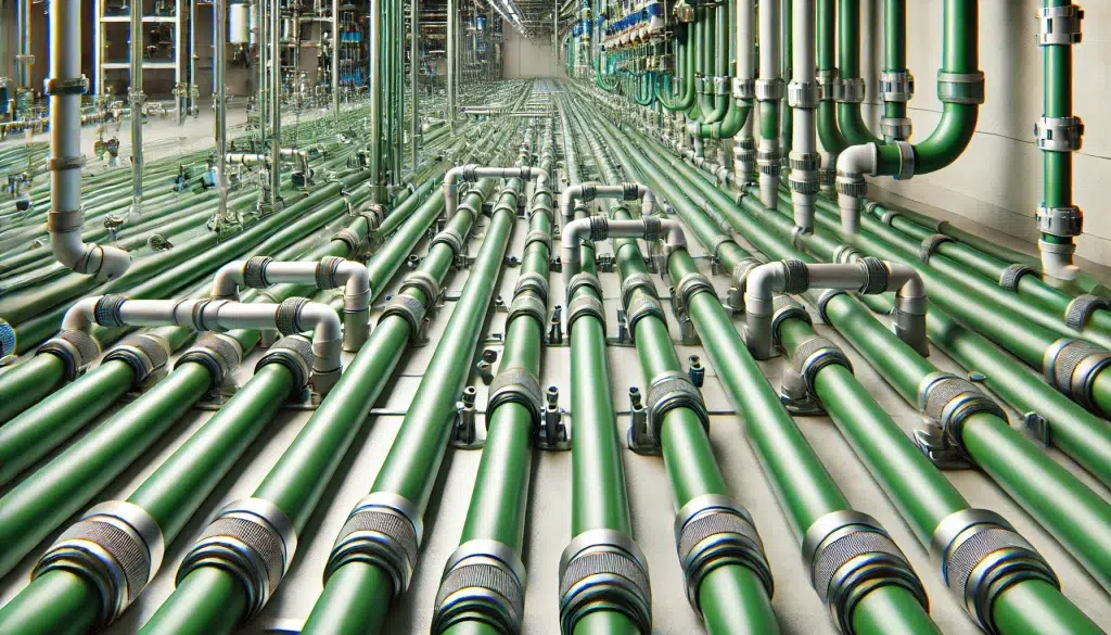 צנרת PPR בתמונה רואים עבודת צנרת PPR מורכבת